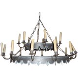Two-tier painted tole 1950's chandelier
