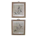 Vintage Pair of wonderfully custom framed 19th cent. chinese watercolors