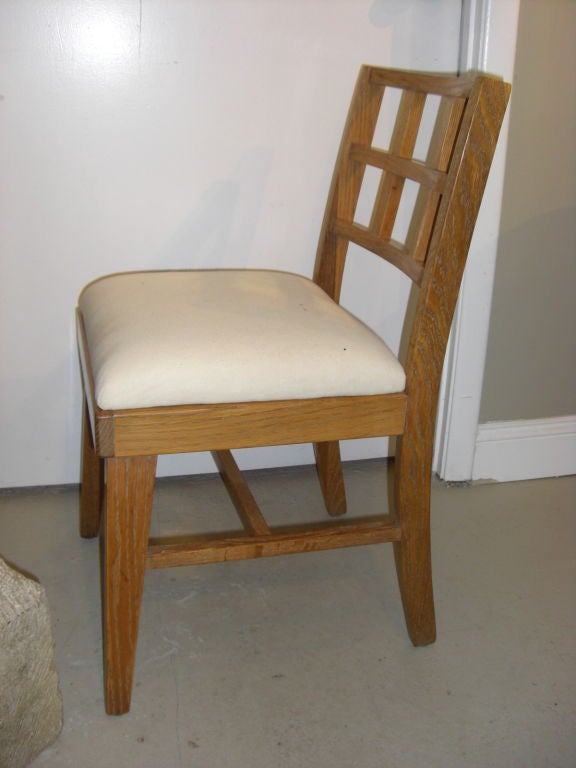American set of 4 1940's limed oak chairs