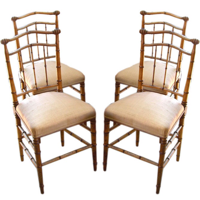 Set of 4 19th cent. faux-bamboo chairs stamped "Mc. Lean"