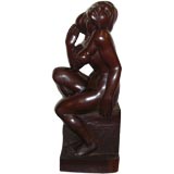 Large carved rosewood Nude sculpture signed L. Seixas