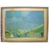 Neo-impressionist oil on canvas signed Marek Halter
