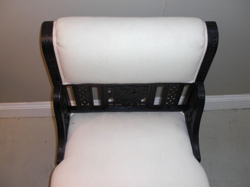 Wood Pair Of Aethetic Movement Slipper Chairs