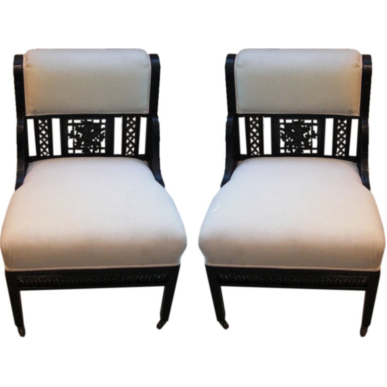 Pair Of Aethetic Movement Slipper Chairs