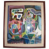 1950's cubist gouache by Peter Busa