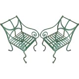Pair of quality vintage English iron armchairs