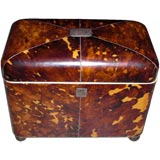 English regency tortoise shell ivory and silver tea caddy