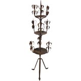 Antique hand wrought iron torchere or candle pricket