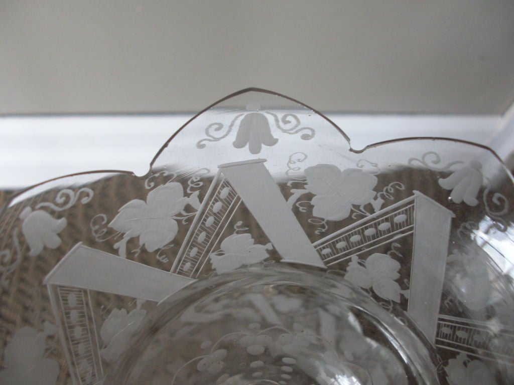 Mid 19th century wheel engraved glass epergne 3