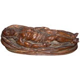 17th century wood carving of deposited Christ