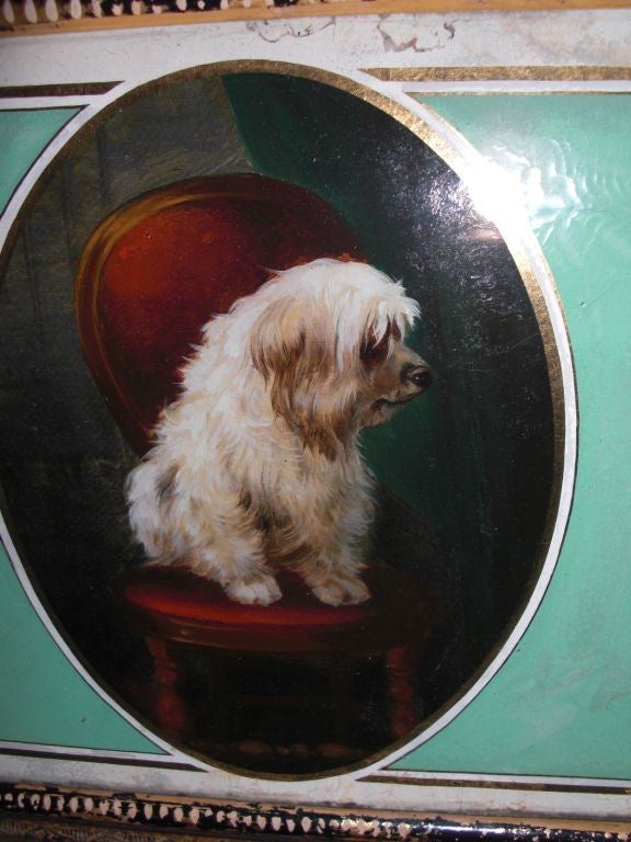 19th Century 19th century English coal hod with Terrier motif