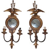 Pair of early 20th century Empire style wood sconces