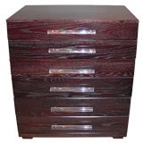 1940's or 50's American limed oak tall chest with lucite pulls