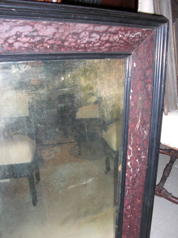 19th century continental mirror with marble inserts