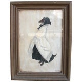 Antique Early 20th cent. gouache of a French nursery rhyme character