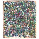 Vintage oversize abstract oil on canvas signed Taber