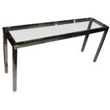 1970
s chrome glass-top console table