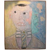 Signed Modern oil on canvas portrait of a man dated 1971