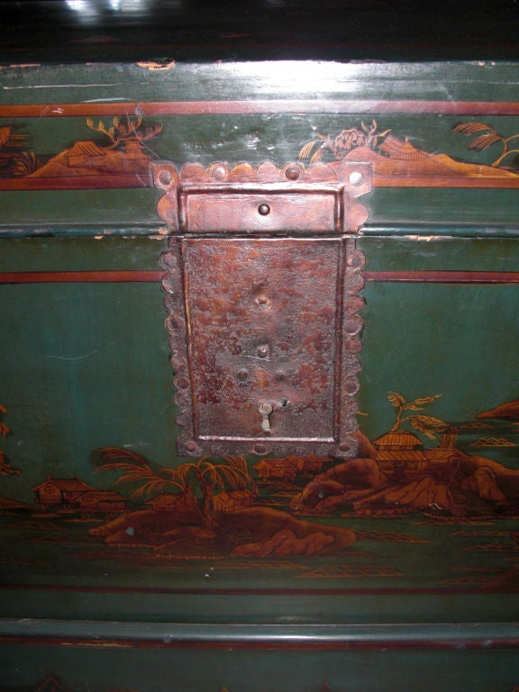 Antique dome top chest with later chinoiserie paint 1