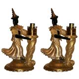Pair of vintage Murano glass figural candleholders