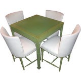 1940's American Faux bamboo game table and 4  matching chairs