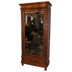 19th century French faux-bamboo birdseye maple armoire
