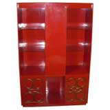 Red lacquer mid-century cabinet