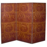 Early 20th century "Toile enduite" 3 panel screen