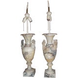 Pair of early 20th cent. Italian carved alabaster lamps