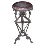 French wrought iron stand with breche violette marble top
