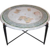 Mid Century cocktail table with "sgraffito" marble-top