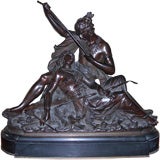 19th cent. bronze of American Indian couple signed D. Marie