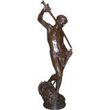 late 19th century bronze of David and Goliath by A. Mercie