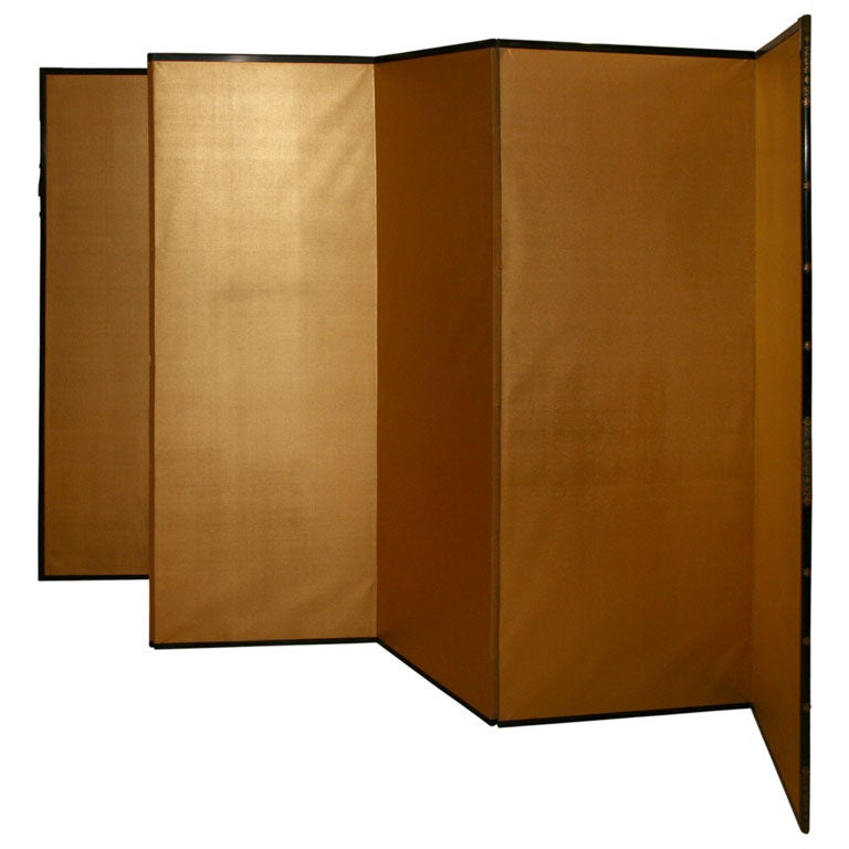 Mid century gold fabric Japanese screen at 1stDibs
