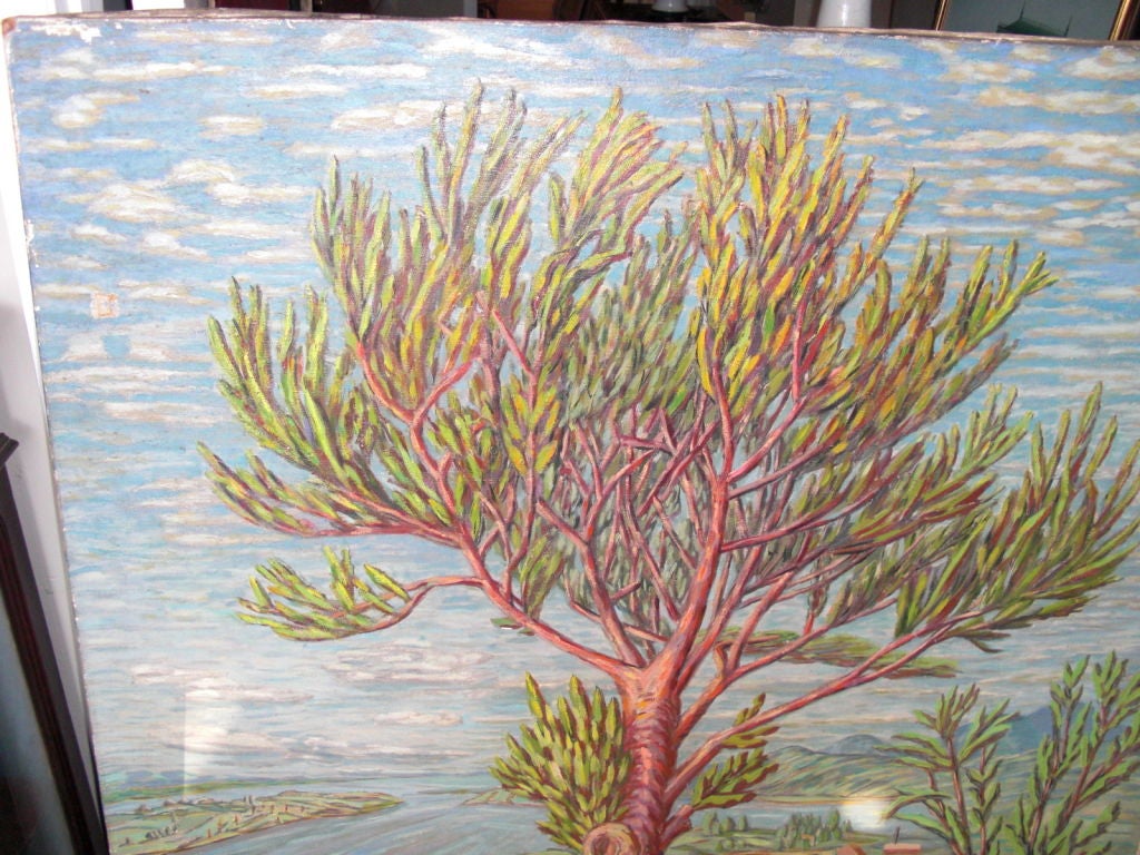 Large 1940's Hudson River view by Stewart Mc Dermott