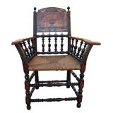 Antique Unusual continental turned and ivory inlaid  armchair