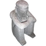 Vintage cement sculpture of pre-colombian style seated figure