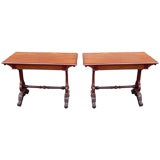 Pair of English walnut console tables circa 1865