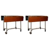 Pair of Warren Mc Arthur drop-leaf rolling tables