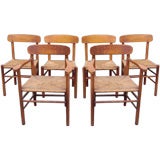 Set of 6 maple and oak dining chairs after Charlotte Perriand