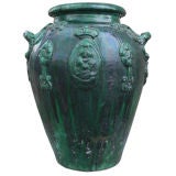 Large Italian glazed faience rennaissance style urn