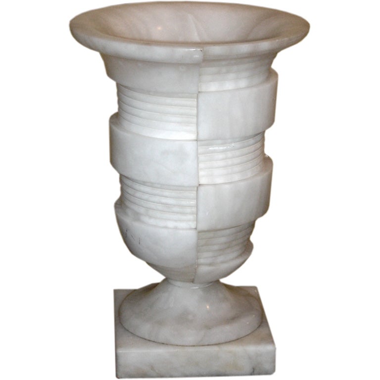 Art Deco alabaster urn lamp
