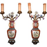 Antique Pair of Chinoiserie sconces signed Caldwell