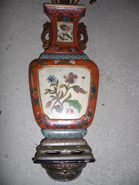 Porcelain Pair of Chinoiserie sconces signed Caldwell
