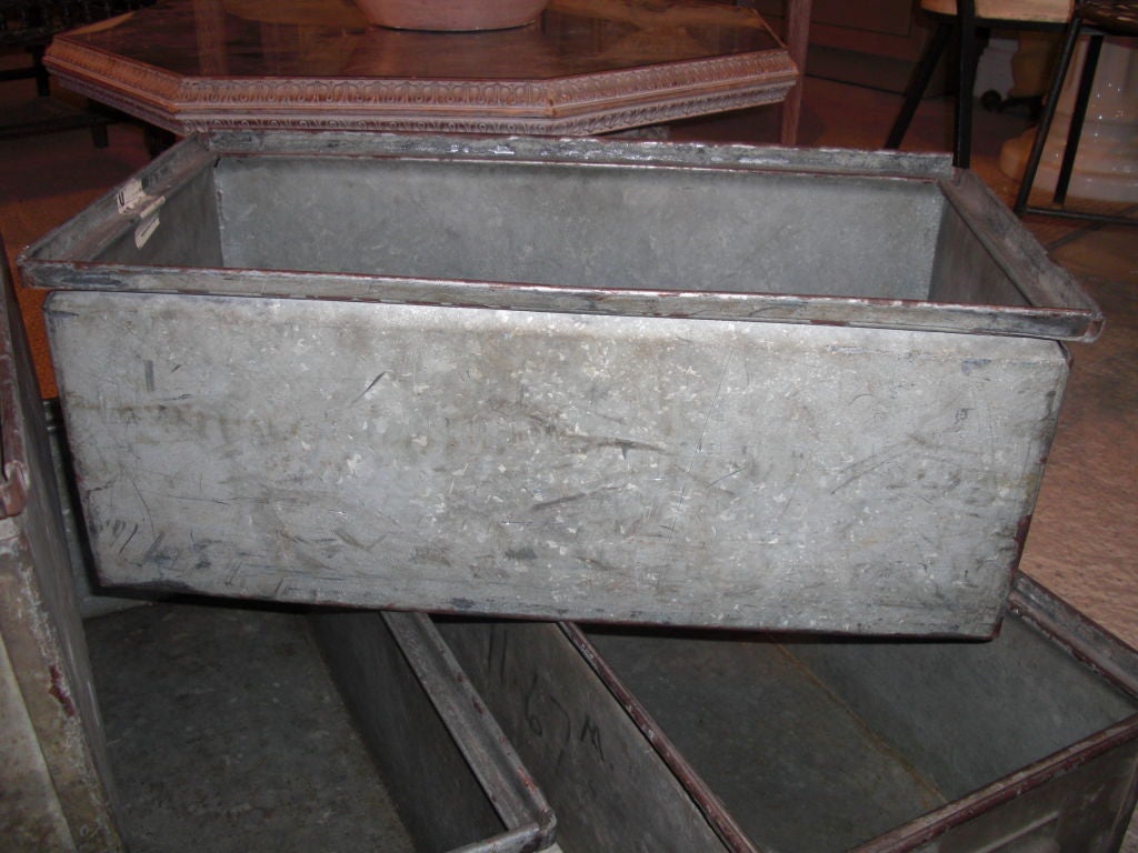Mid-20th Century 5 mid-century industrial  galvanized aluminum bins