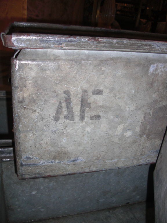 5 mid-century industrial  galvanized aluminum bins 3