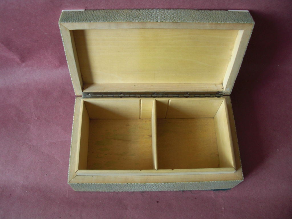 An English shagreen box with ivory corners
