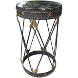 Vintage Iron and brass neoclassic style marble top table
