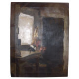 Oil on canvas of girl in n interior by Power O'Malley