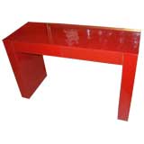 Vintage reverse-painted red glass desk